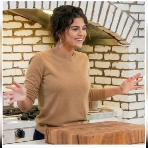 Everlane Preppy Classic Casual Winter Cashmere Mock Neck Sweater Camel Tan Small - Picture 3 of 11